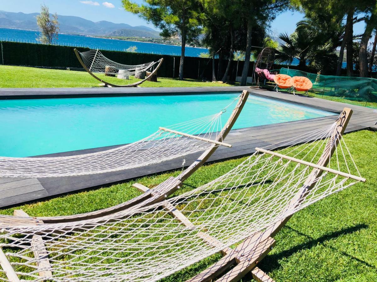 Zoza Luxury Villa Isthmia By The Sea With Private Pool Kalamáki Buitenkant foto